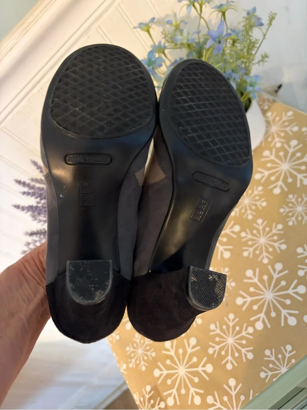 AEROSOLES Suede Mary Jane Heels in Black, Gray & Taupe